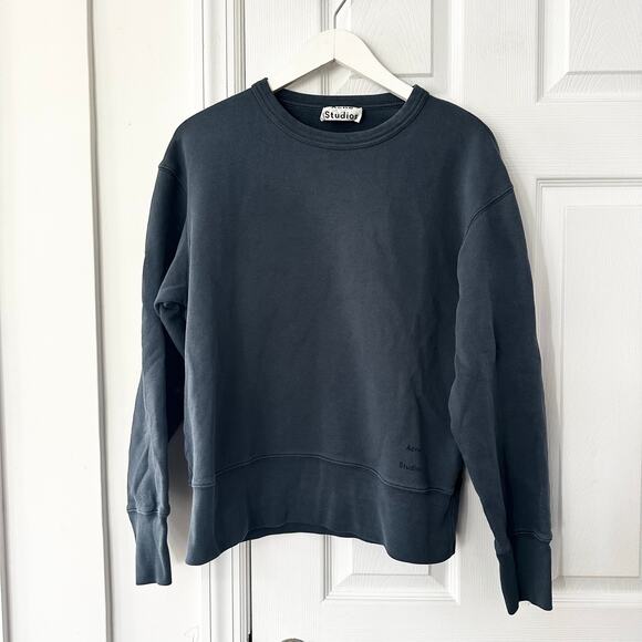 Acne Studios Slate Grey Blue FN-MN-SWEA00033 Crewneck Sweatshirt Medium - Picture 1 of 8